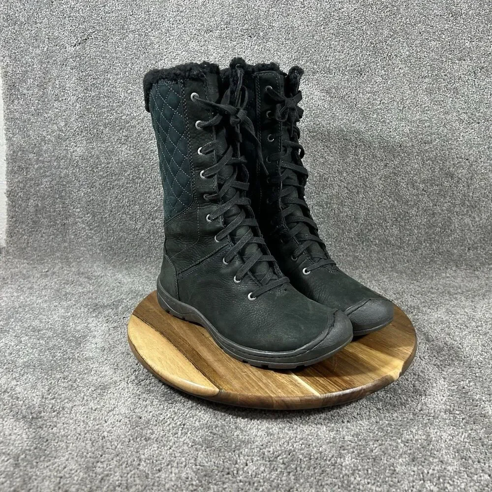 KEEN Crested Butte High Women’s Size 9 Black Quilted Sued Winter Snow Boots Used